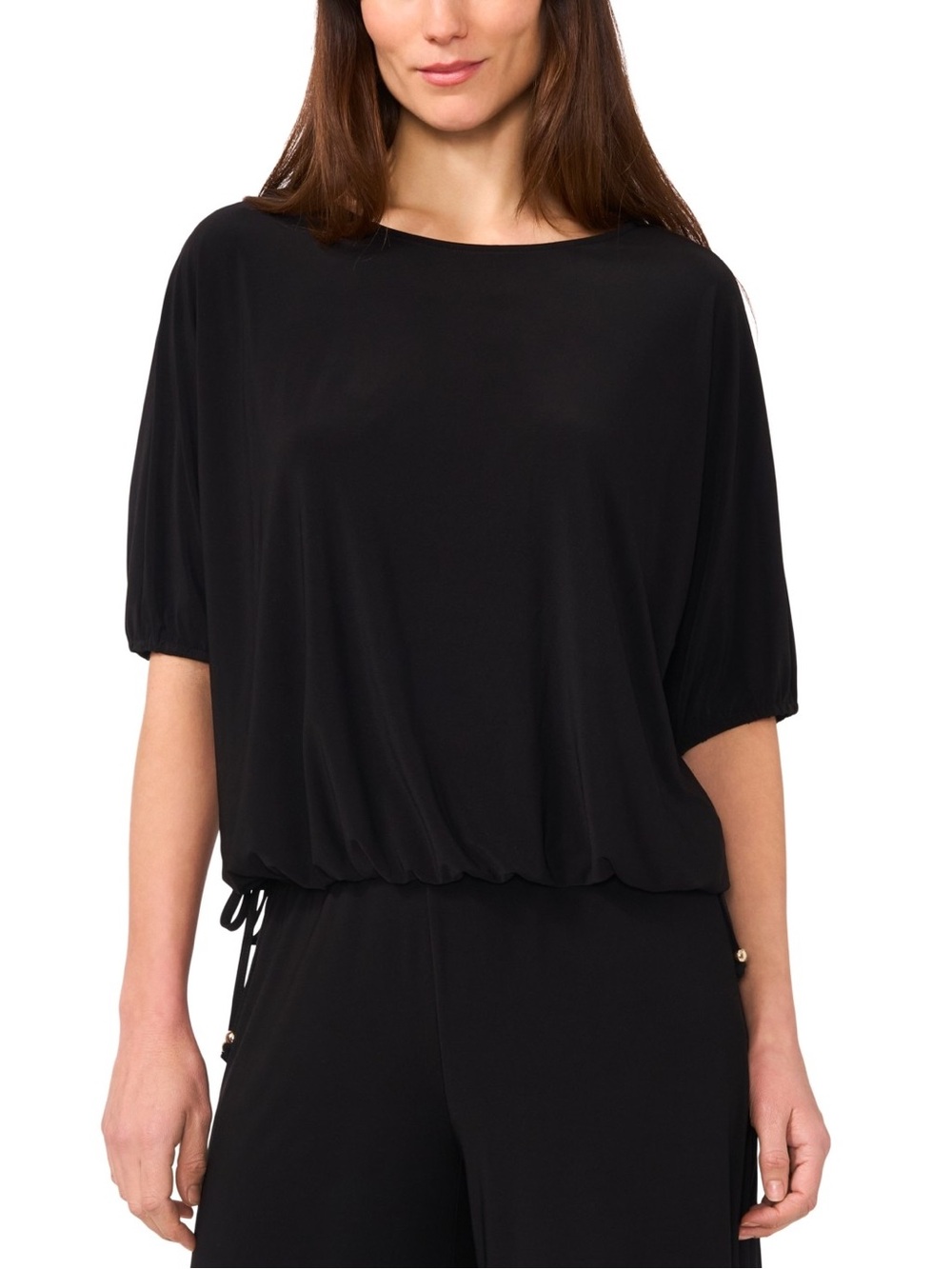 Sam And Jess Women’s Blouse with Drawstring Hem, Black NWT Size XS